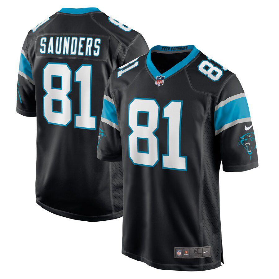 Men Carolina Panthers 81 CJ Saunders Nike Black Game Player NFL Jersey